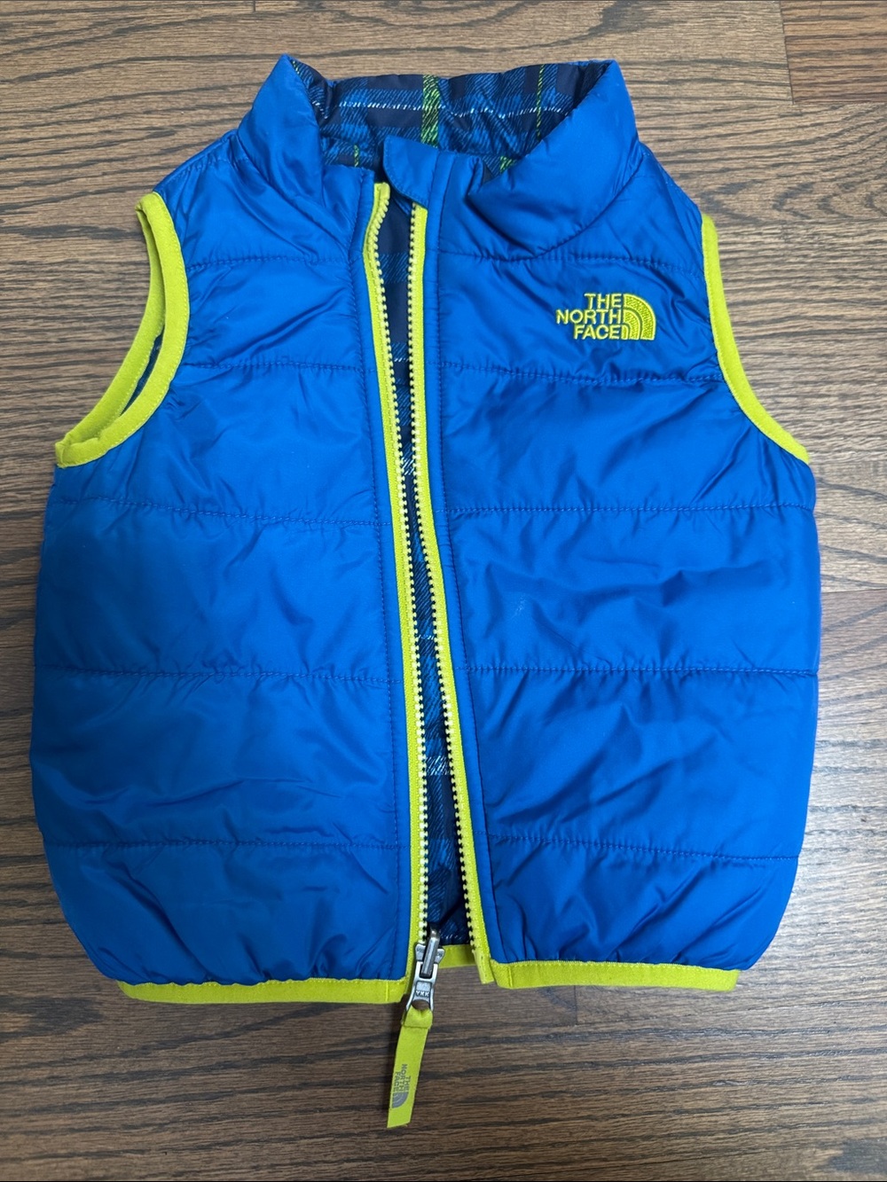North Face Reversible Blue Puffer Vest 12 18 mos